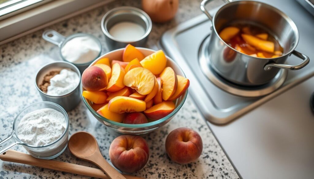 Preparing Peach Filling for Egg Rolls