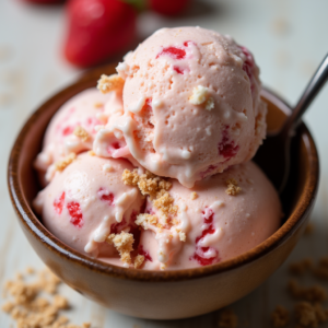 A creamy strawberry cheesecake ice 