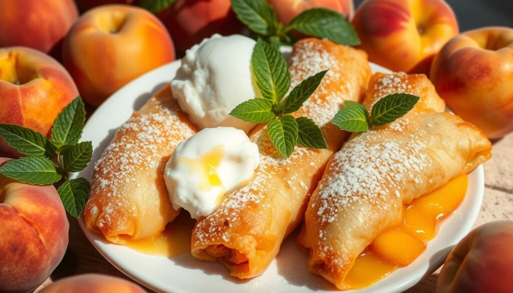 peach cobbler egg rolls